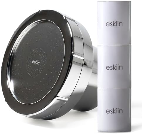 Eskiin Chrome Showerhead + 3 Filters (Year Supply) Best Shower He...