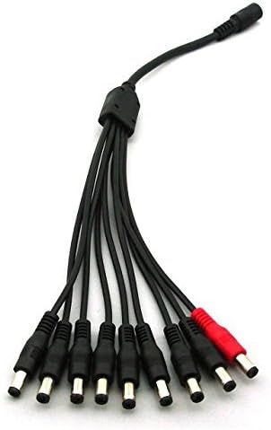 ANVISION AC to DC 12V 5A Power Supply Adapter with 9 Way Splitter Cable, Plug 5.5 x 2.1mm for Led Light Strips, NVR DVR Security Camera, Efficiency Level VI