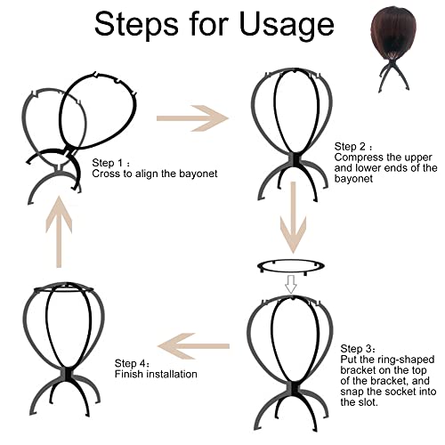 Wig Holder Wig Stand For Wigs Wig Stand Portable Wig Head Stand For Women Collapsible Wig Holder Durable Wig Display [3 Pack] #TOP1