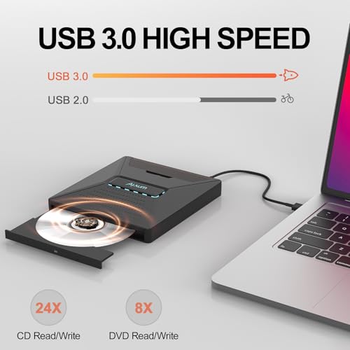 Image of Alxum External CD DVD Drive, Optical Disc Reader Burner with SATA Interface