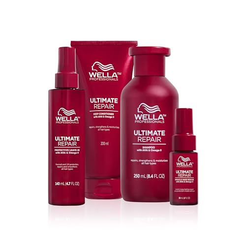 Wella Professionals Repara y Restaura el Cabello Dañado, Fortalece y Nutre, Champú 250 ml, Acondicionador 200 ml, Spray Tratamiento Miracle Hair Rescue 30 ml y Sérum Protector Leave-In 140 ml