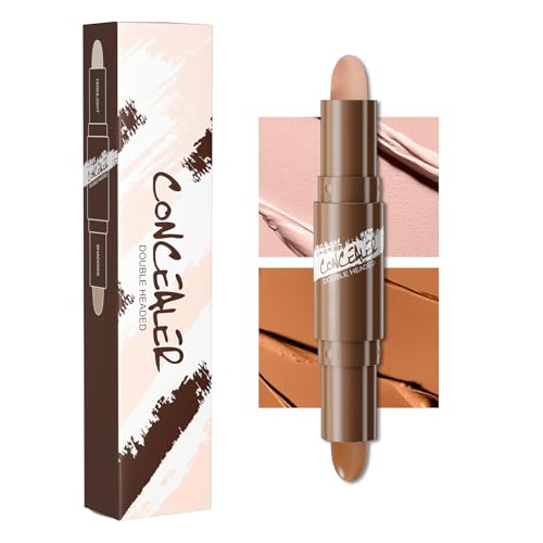 Cream Contour Stick & Blush Stick Duo - 2 in 1 Cream Bronzer and Blush Stick, Creamy Contour Stick for Face, Buildable & Blendable, Long-Lasting Vegan Makeup (pink＋coffee)