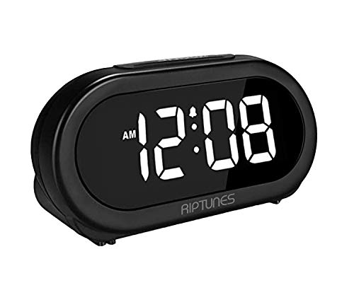 Riptunes Digital Alarm Clock For Bedrooms With Snooze, Full Range Adjustable Dimmer And Alarm Volume For Heavy Sleepers, Easy To Set, With 5 Alarm Sounds, 12/24, Led Big Digit Clock For Kids, Elderly #TOP11