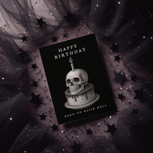 Pretty Attitude Carte d'anniversaire gothique tête de mort – Carte Happy Birthday avec enveloppe – Rock Heavy Metal Alternative – vue 4