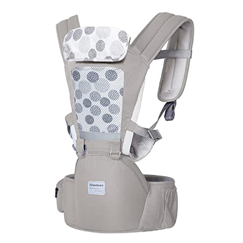 Image of TALENBEEN Baby Carrier 6-in-1 Newborn to Toddler, Baby Carrier with Hip Seat Lumbar Support 7-41 lbs, Baby Soft Carrier for All Seasons & Positions, Adjustable Size for Shopping Hiking Travelling