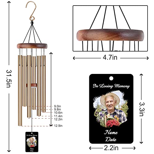 Image of Personalized Custom Wind Chimes Memorial Gift for Loss of Loved One Mother Dad Mom Dog Pets Customized Outdoor Sympathy Wind Chimes with Photo Text