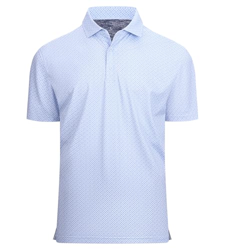 Alex Vando Mens Golf Shirt Moisture Wicking Classic Print Golf Shirts for Men