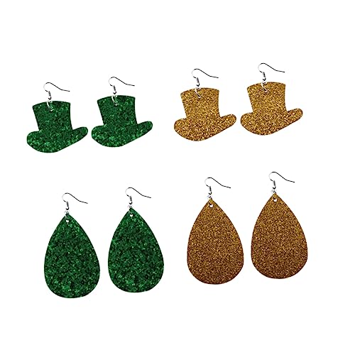 Cadeau de Saint-Patrick : lot de boucles d'oreilles en cuir motif chapeau