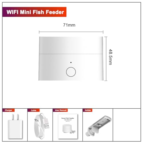GEZIEKID WiFi Mini Automatic Fish Feeder for Betta Fish Tank, Food Dispenser for Small Tank with App Control, Type-C Powered, Suitable for Micro Pelleted Food - Thumbnail 5