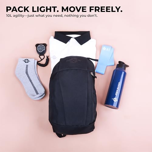 Pulse Junior 2.0 Backpack For Men & Women, Water-Resistant Sports Backpack, Lightweight, Durable 600D Polyester, Double-Zip Main Compartment & Secure Front Pocket, Capacity-10 Litres (Black) — photo 6