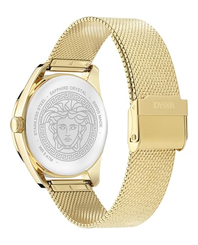 Versace New V-Circle Collection Luxury Womens Watch Timepieces with a Gold Bracelet, Case and Dial3