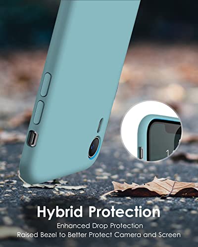 Image of VONZEE Microfiber Candy Case Compatible for iPhone Xr Smooth Touch Cushion Liquid Soft Silicone Gel Rubber Phone Case (Cactus), Blue