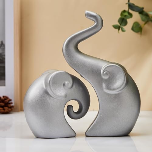 amazon basics Lavish Silver Home Decor Elephant Couple | Ceramic Figurines (Set of 2, Matte Silver) (B0CXJBNXBB) Amazon Price History, Amazon Price Tracker