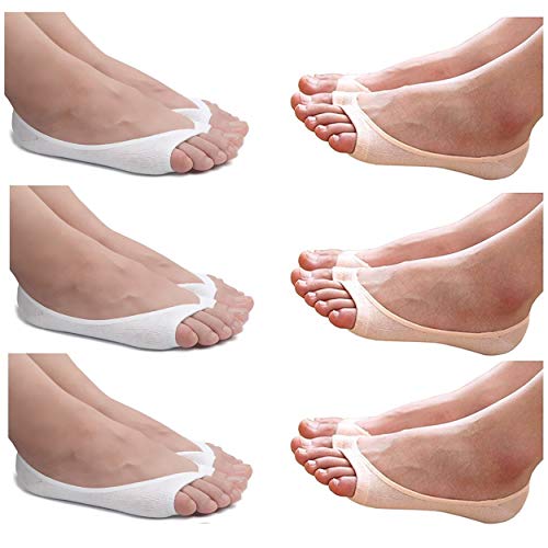 Image of seven wolves Womens Peep Toe Socks 6 Pairs, Toeless Cotton No Show Socks Non Slip Shoe Liner