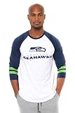 Icer Brands Herren Baseball 3/4 Tee NFL Langarm Team Logo Raglan T-Shirt Weiß L