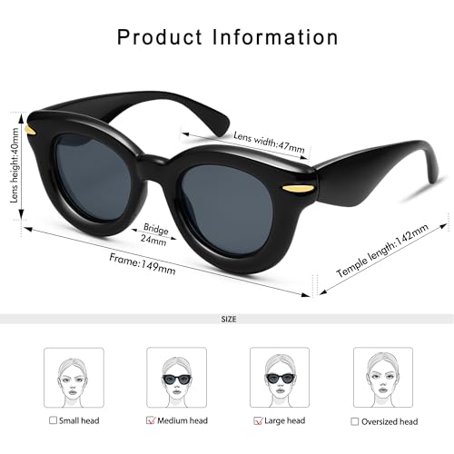 Cute Round Sunglasses for Women Men Trendy Chunky Thick Inflated Shades AP3695