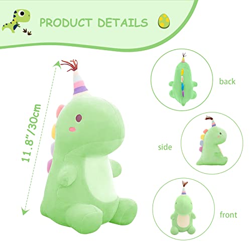 Auderhine Cute Dinosaur Plush Figure Toys, 11.8Inch Soft Fat Dino Plushie Toy Dolls, Squishy Stuffed Animal Dino Plush For Anxiety Relief, Birthday Gifts For Kids Girls Boys (11.8Inch/30Cm, Green) #TOP3