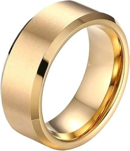 Aliança 6mm de Tungstênio Chanfrada Revestida a Ouro 24k Anel Casamento Noivado Linha Premium Origin