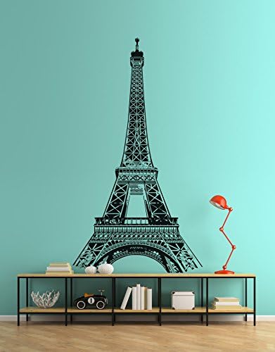 Eiffel Tower Wall Decal Sticker. World Famous Landmark from Paris France. Large 6ft Tall (72in x 40in). Black Color #877A-72x40