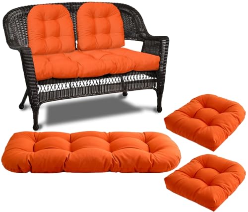 DVUAY Wicker Chair Cushions 3 Piece Set, Waterproof Outdoor Cushions