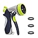 SANCEON Garden Hose Nozzle, Heavy Duty Zinc Alloy Water Spray Nozzle, Spiral 8 Adjustable Watering Patterns - Slip Resistant, Labor-Saving - for Watering Plants, Cleaning, Showering Pets and Car Wash