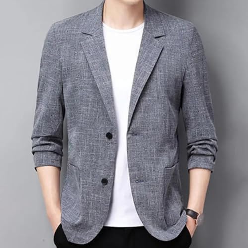 Summer Men Thin Coat Men Autumn Linen Solid Color Casual Suit Jacket Korean Slim Fit Formal Business Blazers4