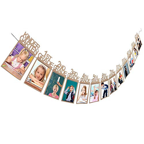 Image of Graduation Party Decorations 2026 2027 Graduation Photo Banner for Class of 2026 2027 K-12 Photo Display for High School 5th 8th Grade Party Supplies Kraft SG063GY