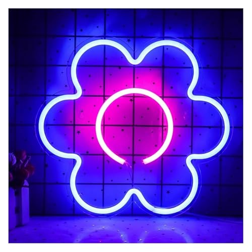 Néon LED Fleur Bleue Panneau Lumineux Décoratif Mural Enfant Chambre Bar Boutique