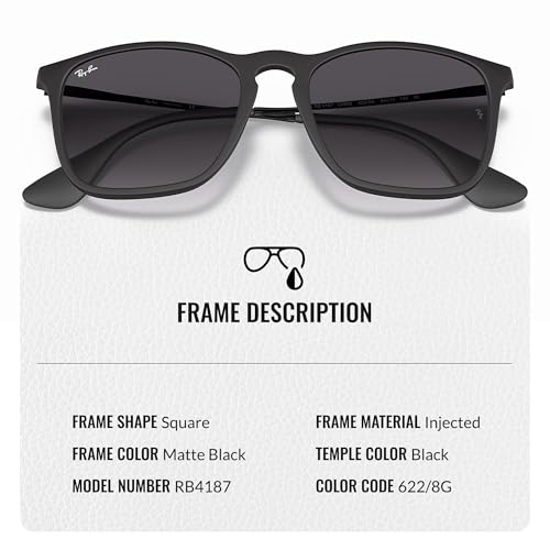 Ray-Ban RB4187 CHRIS Square Shaped Sunglasses for Men & Women with Official RAYBAN Eyewear Kit3