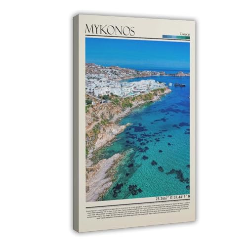 LianTianHong Mykonos, Greece, Cyclades, Mediterranean Sea Canvas Poster | City