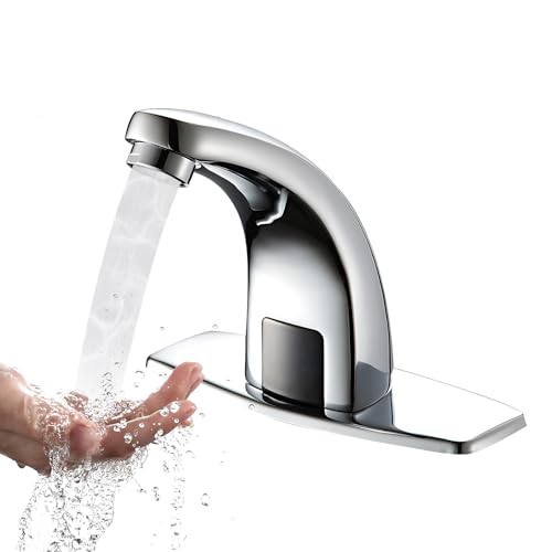 Robinet de cuisine sans contact à piles avec détecteur de mouvement automatique - Robinet de salle de bain intelligent infrarouge électronique 1 trou filtre...