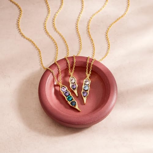 EVE'S ADDICTION Custom Three Peas in a Pod Necklace (16" chain) - Sterling Silver Peas in a Pod Birthstone Necklace - Mother's Jewelry - Gift for Mom - Mother's Necklace - Gifts for Mom4