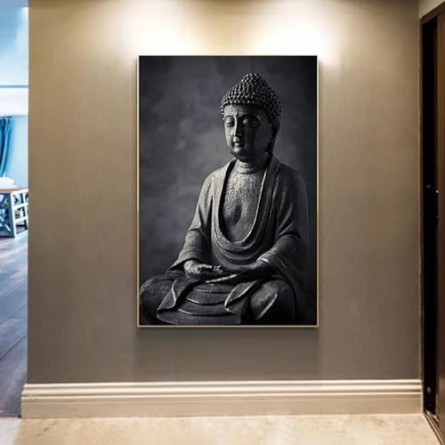 Affiche Bouddha noir et blanc 50x70 cm pour décoration salon - 2