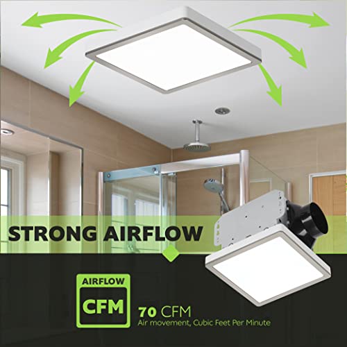 Homewerks 7105-10 Bathroom Fan Integrated LED Light Ceiling Mount Exhaust Ventilation Ultra Quiet 1.0 Sones 70 CFM, Decorative Brushed Nickel Magnetic Trim by Homewerks Worldwide - Image 6