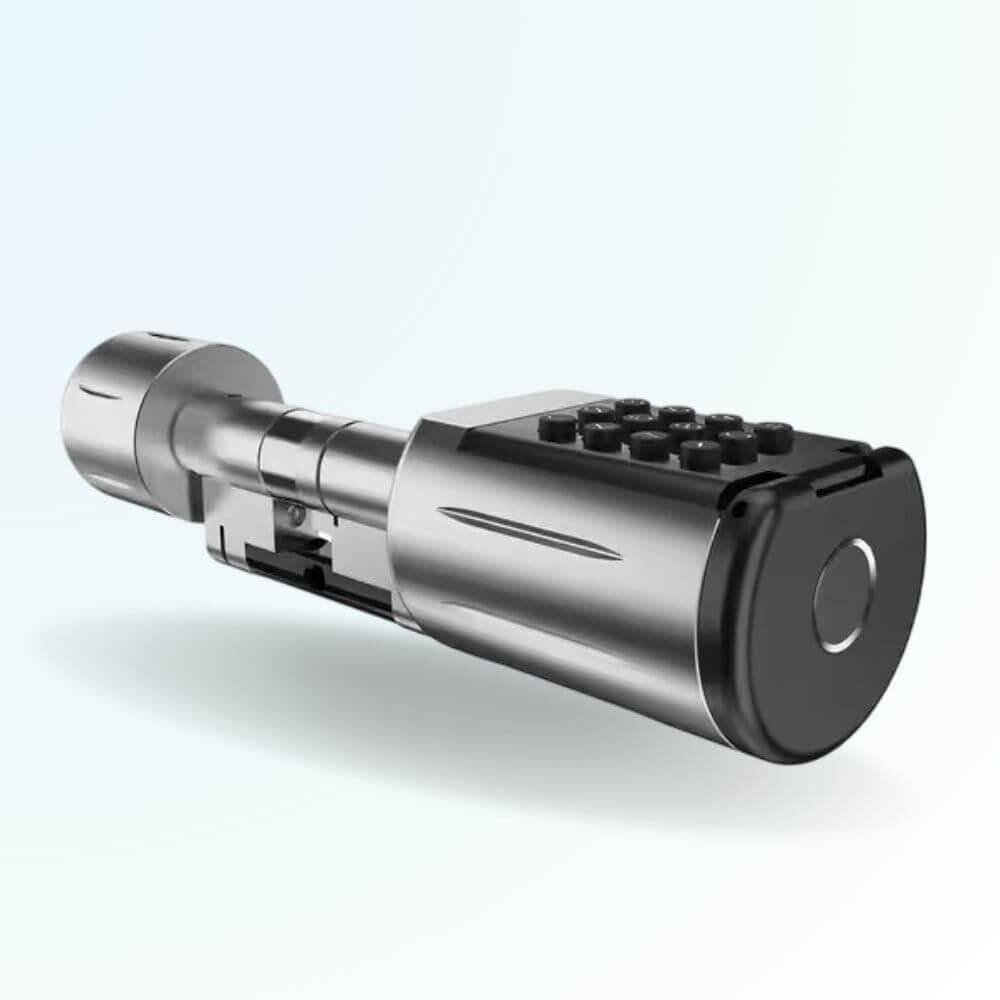 LOCKY-6 V3 Cylindre connecté étanche IP65 pour extérieur à Empreinte digitale, Code, Badge, Application Smartphone, Bluetooth