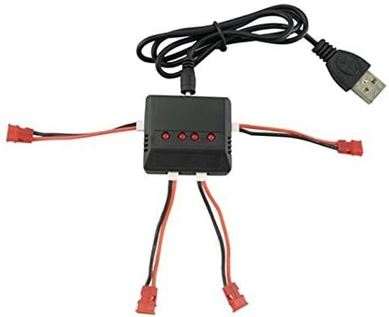 Miniatura 3 de Fytoo Accesorios 4 baterías de 3.7 V 500 mAh para helicóptero de control remoto SYMA X5UW X5UC, 4 baterías + 1 para 4 cargadores + 4 cables de