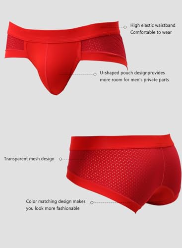 Men's Sexy Mesh Underwear Briefs Soft Low Rise Bulge Pouch Underwear4