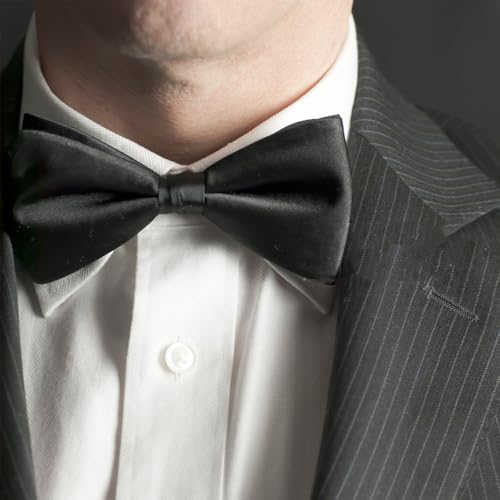 Set de corbata de moño y fajín negro para hombre miniatura 5