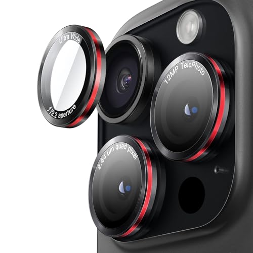 JETech iPhone 16 Pro 6.3C` iPhone 16 Pro Max 6.9C`p JYیtB 9HKX ʂ̋OJo[ c[g HDNA 1Zbg (ubN+bh)