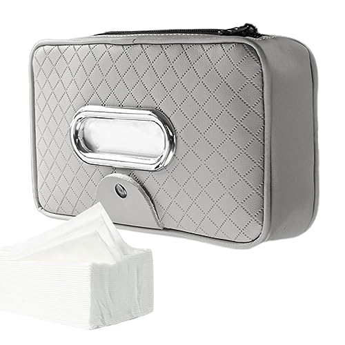 Organizador de pañuelos para asiento trasero, con cremallera y clip para gafas, organizador de pañuelos para reposacabezas de coche, alta capacidad para salpicadero y consola central para el hogar