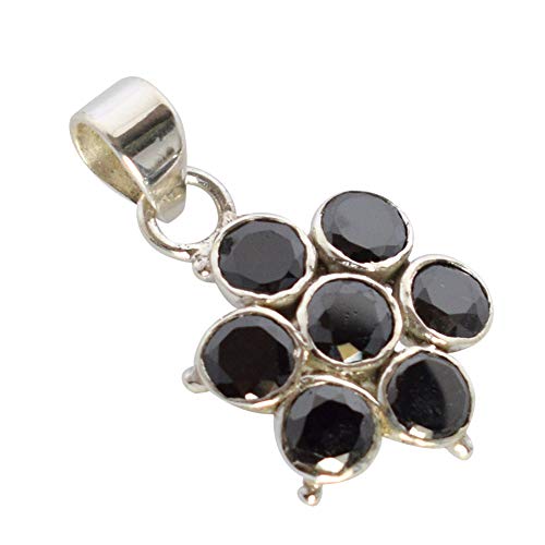 Collier onyx noir en argent 925 fait main avec chaîne pour homme et femme