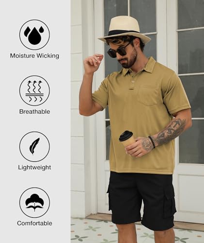 Image of SCODI 5 Pack Mens Pocket Polo Shirts Short Sleeve Golf Casual Work T-Shirt