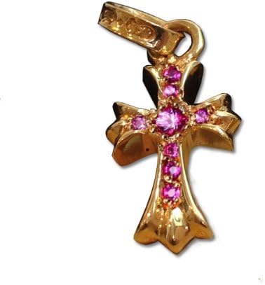 Amazon クロムハーツ ベビーファット クロス 22金 ピンクサファイア Chrome Hearts Baby Fat Charm 22k Sapphire 並行輸入品 ネックレス 通販