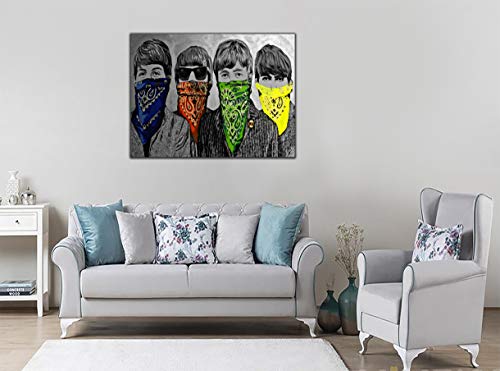 Bankys « The Beatles Bandanna » en B/W Reproduction de peinture sur toile encadrée Art mural Décoration de maison 60 x 40 cm Profondeur 38 mm - Les Beatles, Paul McCartney, John Lennon, RIngo Starr, George Harrison Bankys "The Beatles Bandanna" en B/W Reproduction de peinture sur toile encadrée Art mural Décoration de maison 60 x 40 cm Profondeur 38 mm – Image 3