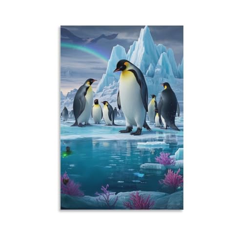 Cuadro en lienzo de pingüino decorativo moderno para salón y dormitorio de 50x75 cm