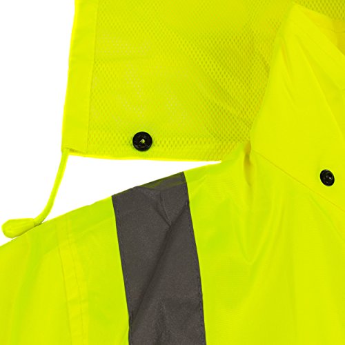 RK Class 3 Rainwear Reflective Hi-Viz Black Bottom Long Rain Coat RC-CLA3-LM22 (3XL, Lime)