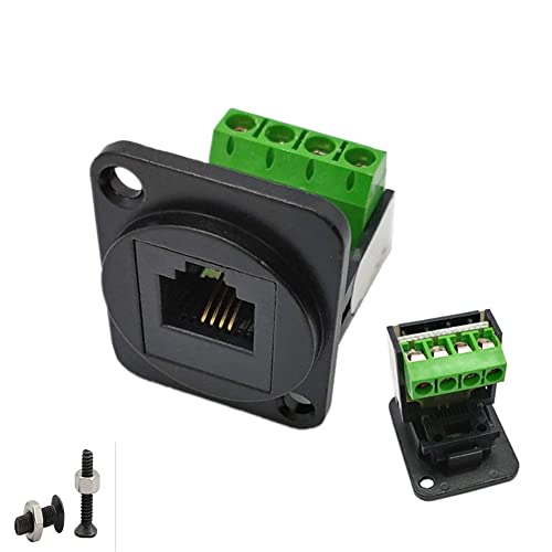 SHANFEILU RJ11 6P4C D-Type Montaje en panel Extensor Ethernet CAT3 Terminal Adaptador sin soldadura D-Type Keystone Conector de conector de teléfono con tornillo negro
