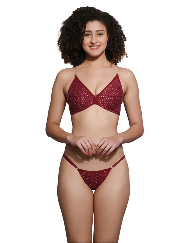 Image of Love Maker Soft Cotton Jaquard Bra Panty Set for Women|Lingerie Set