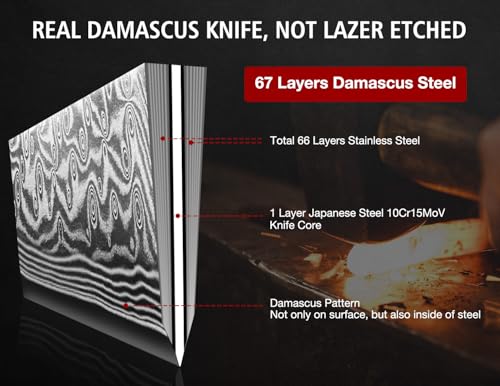 Image of SHAN ZU Damascus Chef Knife, Utility Knife 6 Inch Japanese Steel Damascus Kitchen Knife, 67 Layers Professional High Carbon Super Steel Kitchen Knives with Ergonomic G10 Handle