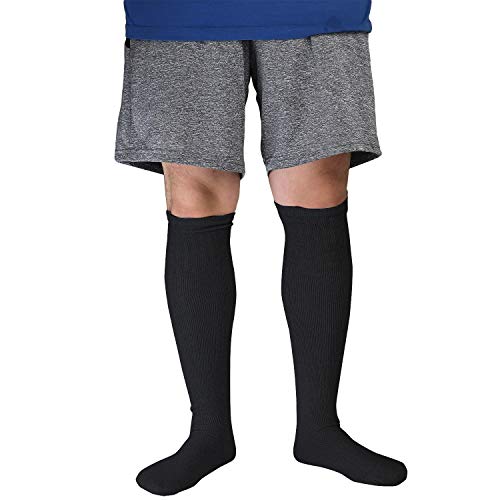 6 Pairs Men's Athletic Tube Socks Over The Calf - Big & Tall (10-15 Big & Tall, 6-Pairs Black) #TOP4
